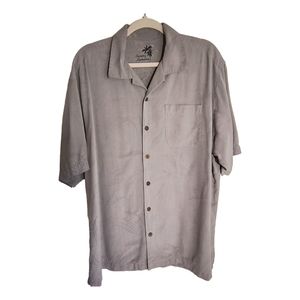 Tommy Bahama 100% Silk Gray short sleeve Button Down shirt size XL